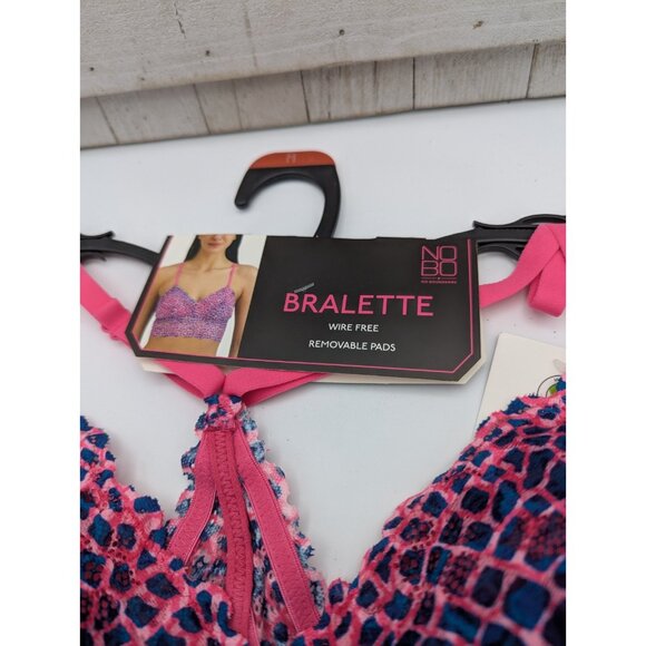 No Boundaries Bralette M Medium Lace Longline Reptile Print Pink NEW - Picture 2 of 5